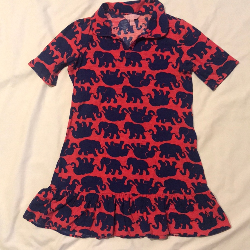 Girls XL  Lilly Pulitzer dress Pink  Blue elephant